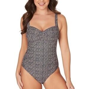 NIP TUCK Nautical Foil Joanne Twist Front Bathing Suit 8